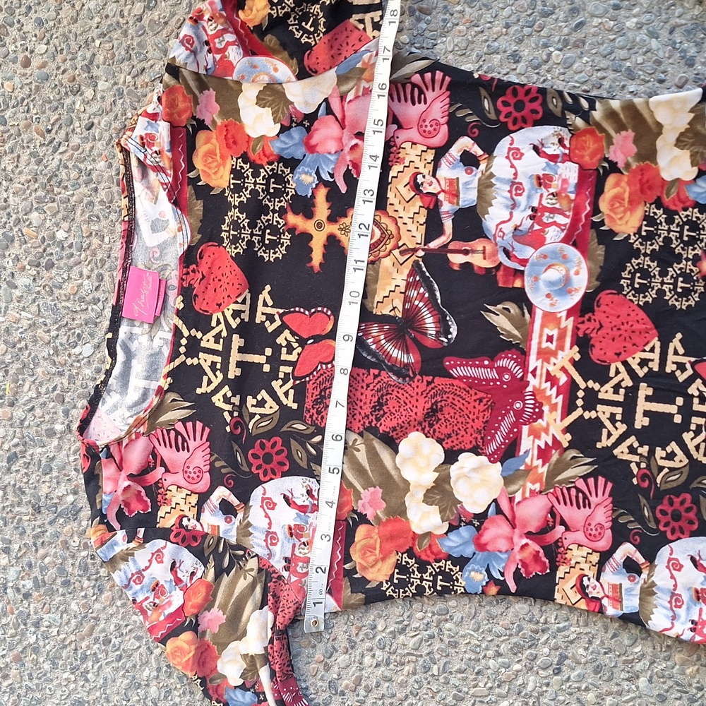 Vintage y2k Thalia Sodi all over print 3/4 top butterflies guitar women small - Picture 3 of 11